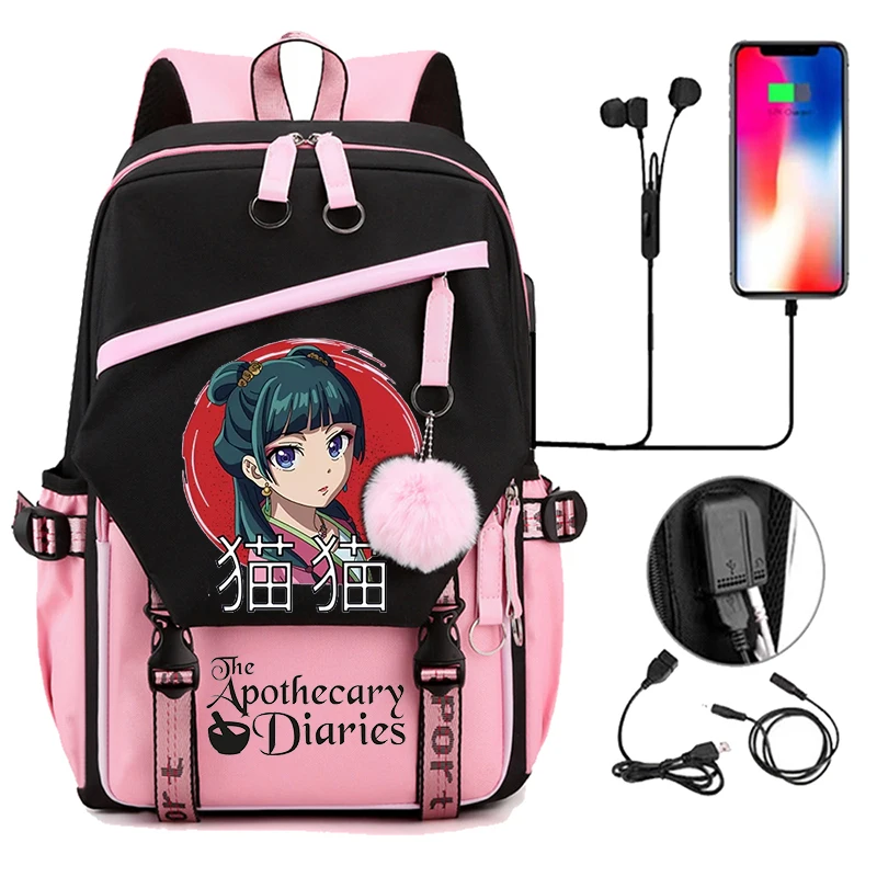 Back To School Backpack for Girls Boys Teenager The Apothecary Diaries Maomao Fashion Usb School Bags Travel Backpacks Mochila