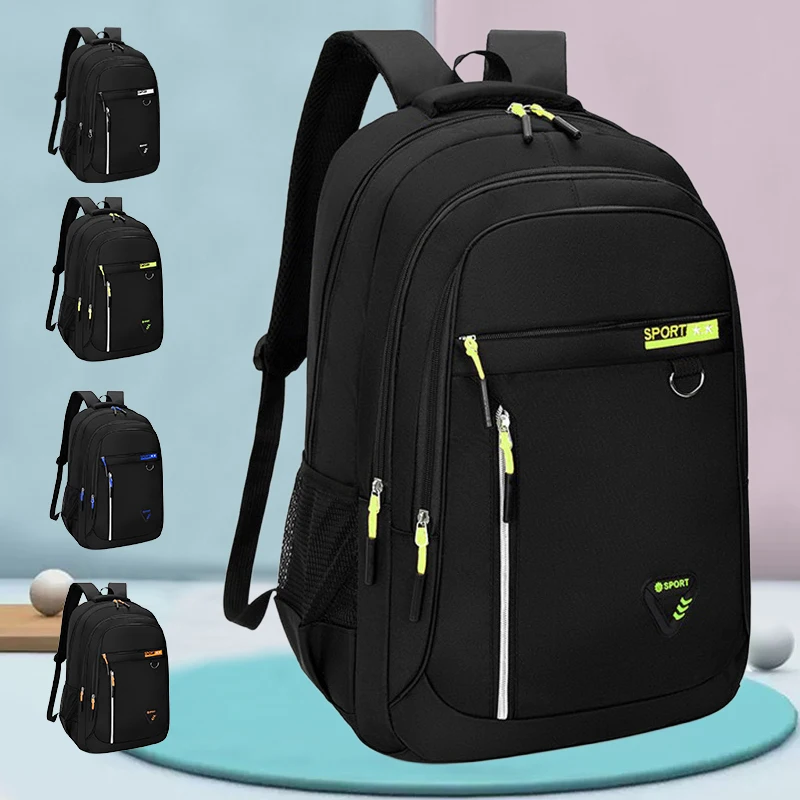 Neutral brand multi-layered backpack for men and women with various pockets,suitable for business trips.Made of nylon material.