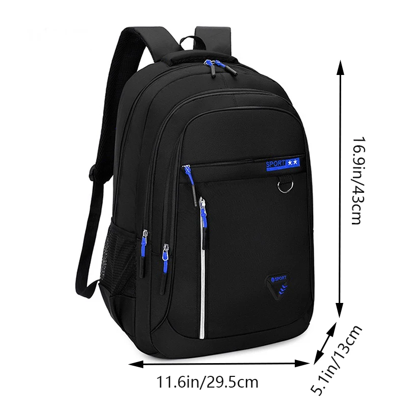 Neutral brand multi-layered backpack for men and women with various pockets,suitable for business trips.Made of nylon material.