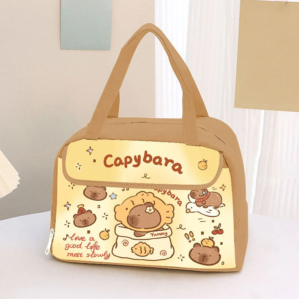 Cute Capybara Lunch Bag Large Capacity Waterproof Oil-Proof Animal Print Insulated Bento Box Carrier For Kids School Office