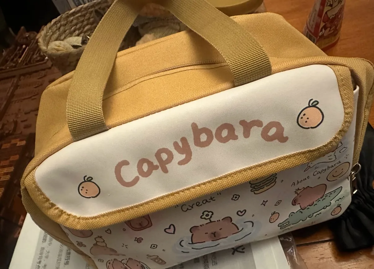 Cute Capybara Lunch Bag Large Capacity Waterproof Oil-Proof Animal Print Insulated Bento Box Carrier For Kids School Office