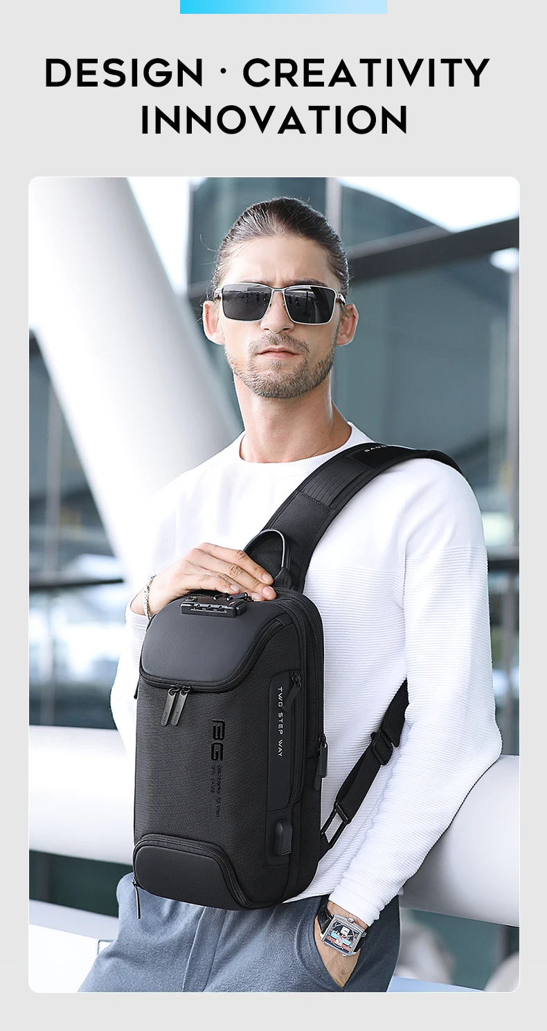 BANGE New Model Class Song Men's Business Anti-Theft Single Shoulder Bag Tech USB Lightweight Outdoor Male Crossbody Chest Bag
