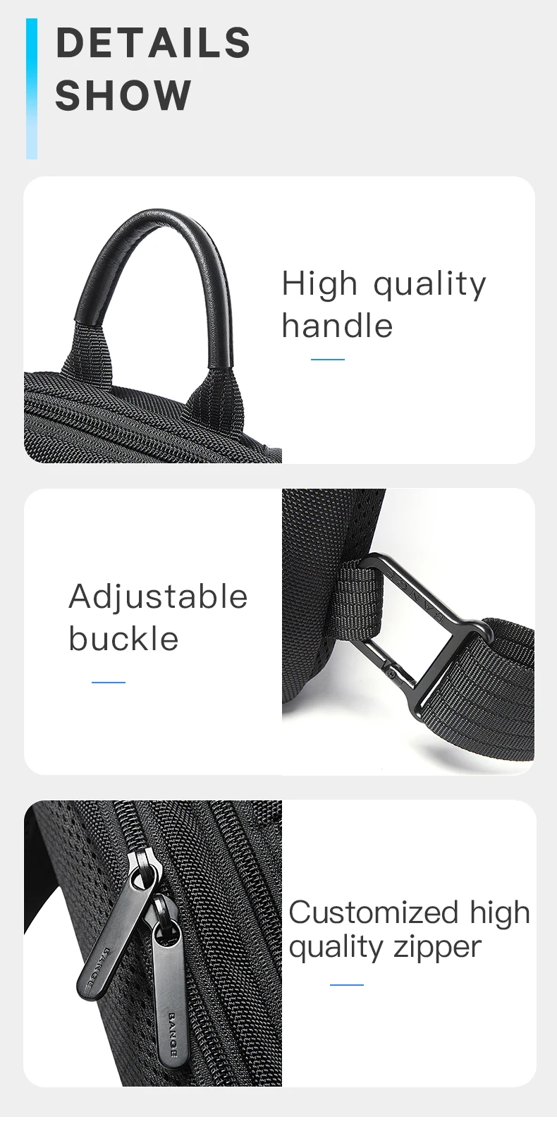 BANGE New Model Class Song Men's Business Anti-Theft Single Shoulder Bag Tech USB Lightweight Outdoor Male Crossbody Chest Bag