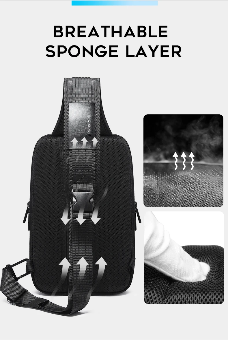 BANGE New Model Class Song Men's Business Anti-Theft Single Shoulder Bag Tech USB Lightweight Outdoor Male Crossbody Chest Bag