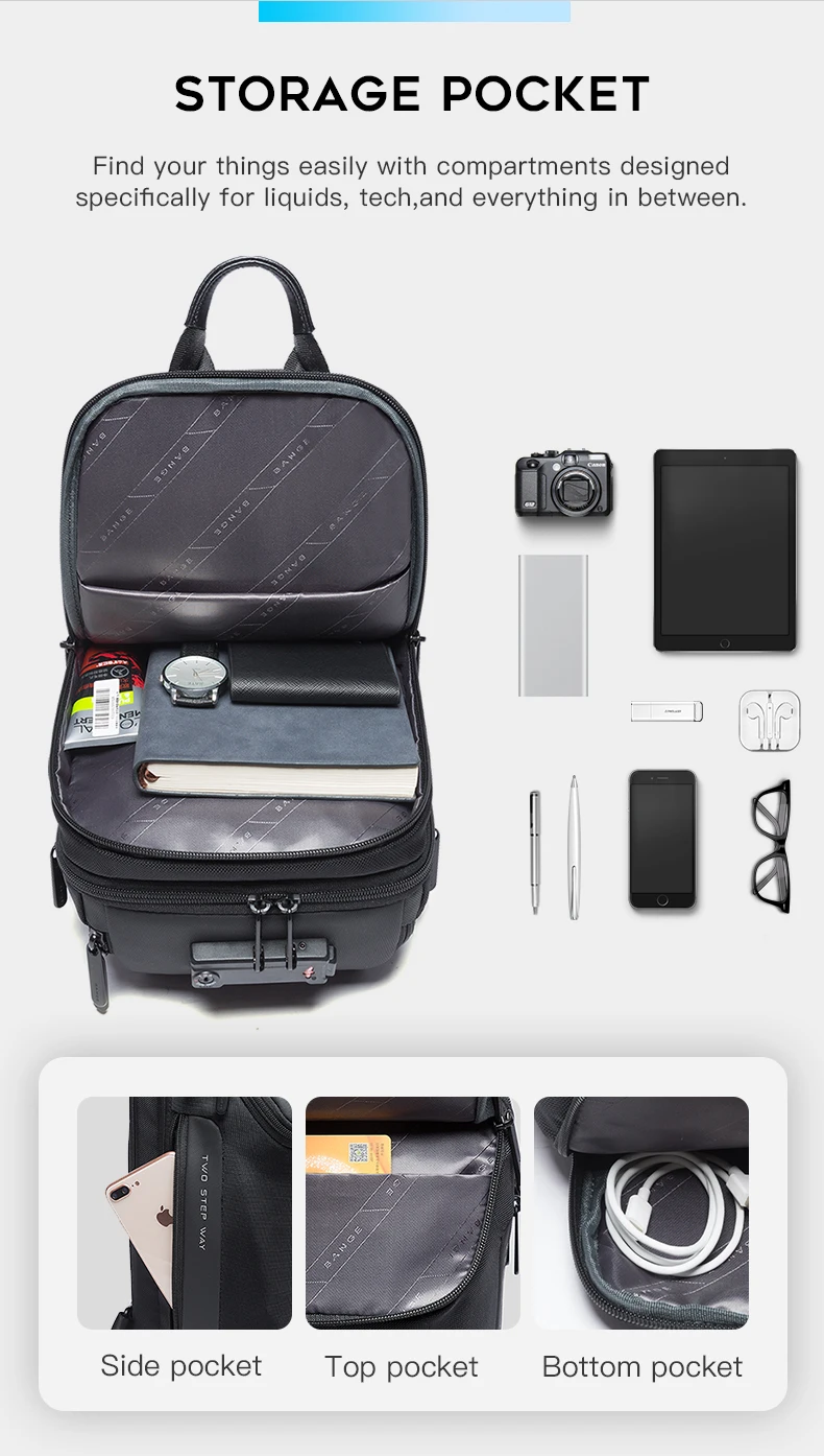 BANGE New Model Class Song Men's Business Anti-Theft Single Shoulder Bag Tech USB Lightweight Outdoor Male Crossbody Chest Bag