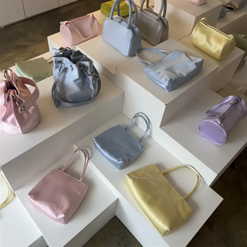 Colorful Silk Satin Velvet Square Handbag Tote Ins Fashion Women's BagShoulder Bags Crossbody Bag Phone Lipstick Coin Purse