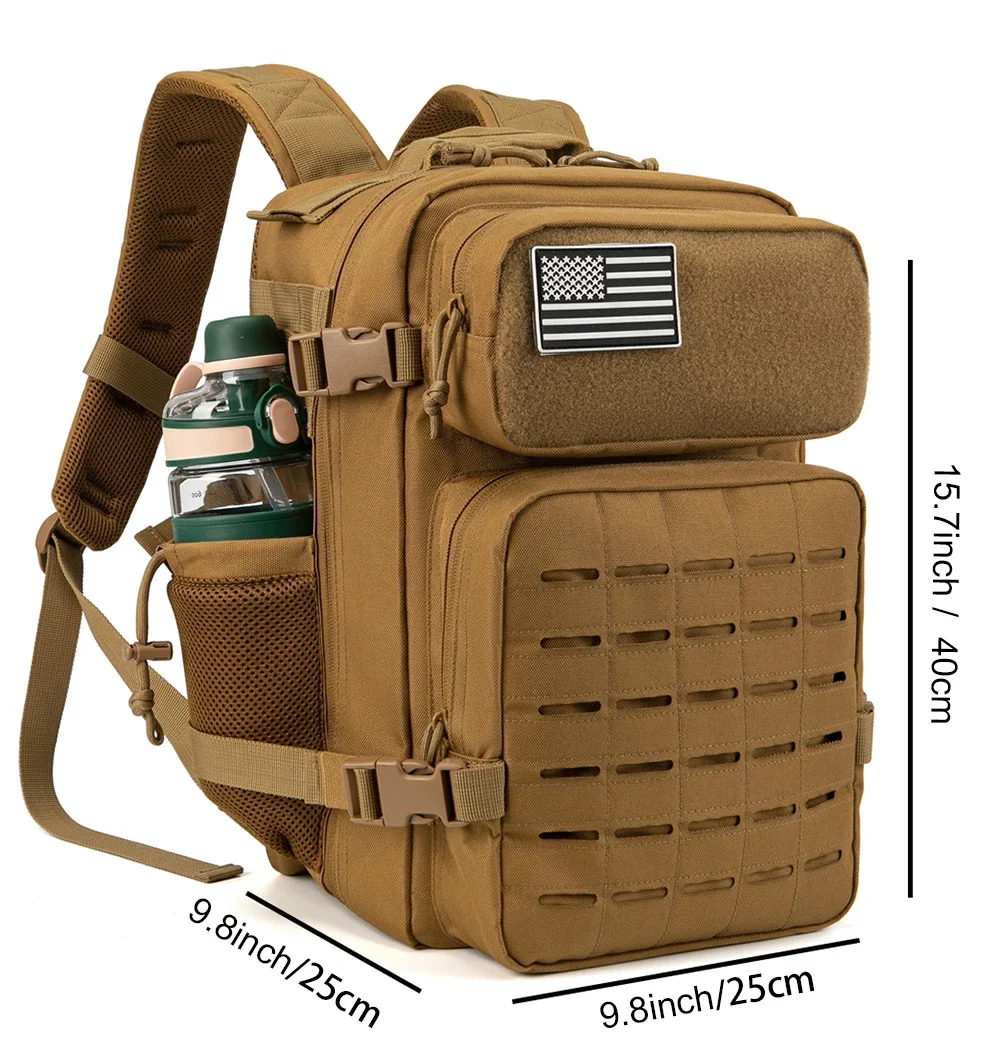 25L/45L Tactical Backpack for Women/men Laser Cut Molle Survival Daypack School Bag Gym Rucksack with Dual Cup Holder
