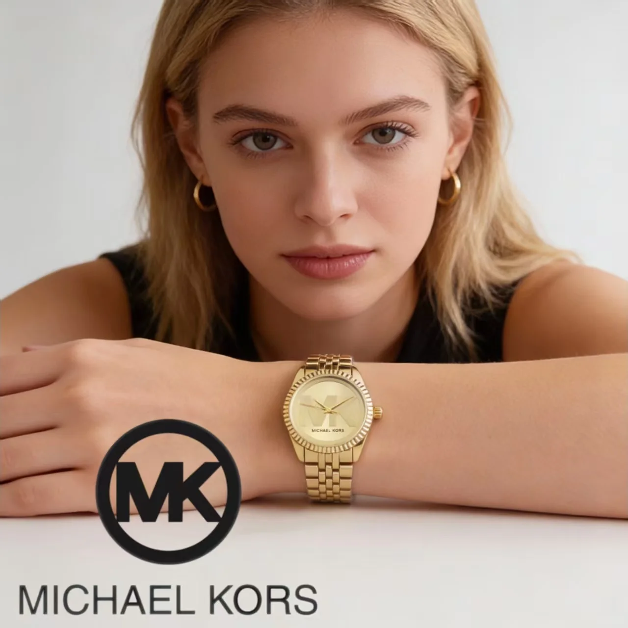 Michael Kors Luxury Rose Gold Women's Watch Bag Fashionable Luxury MK Classic Quartz Watch Wallet Girlfriend Gift