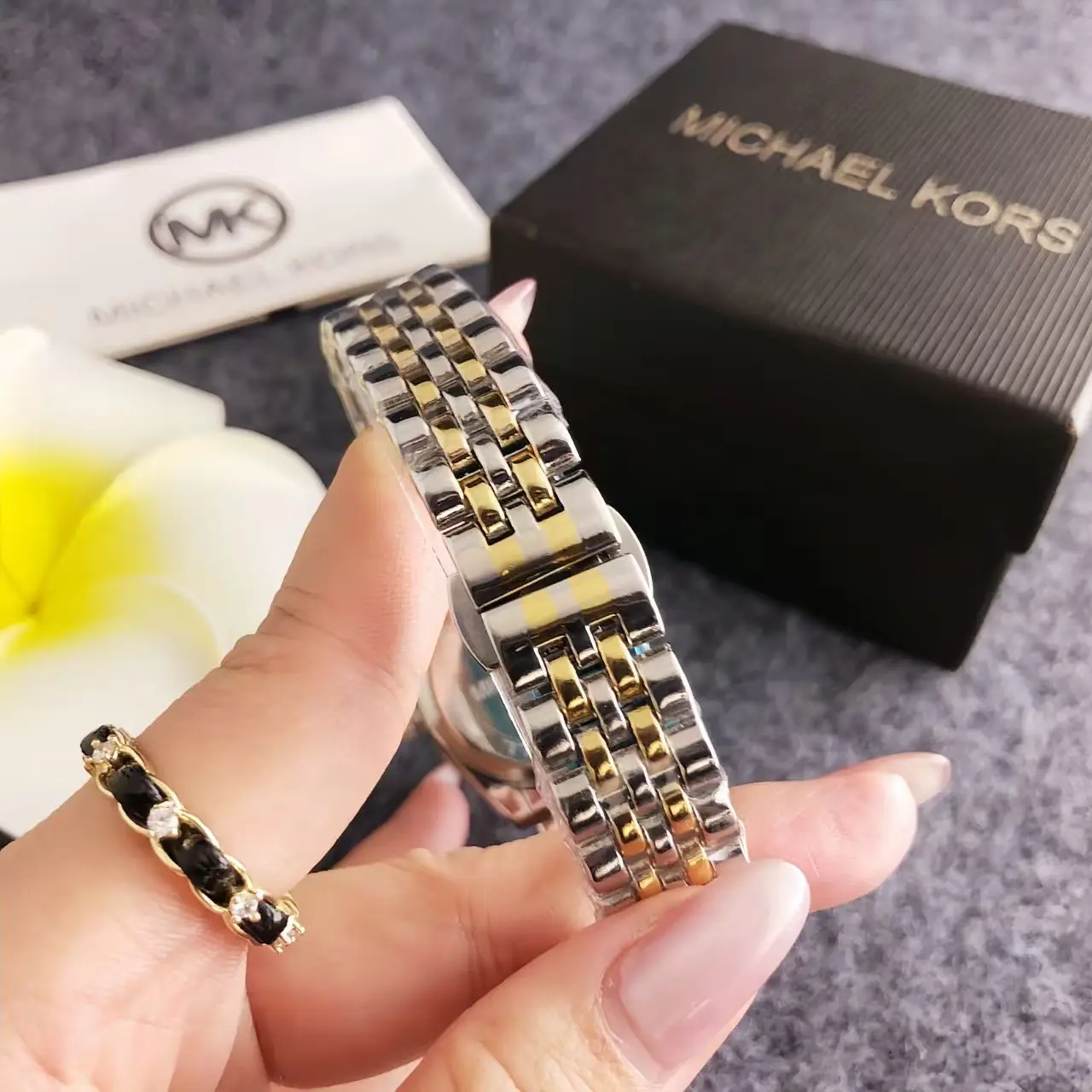 Michael Kors Luxury Rose Gold Women's Watch Bag Fashionable Luxury MK Classic Quartz Watch Wallet Girlfriend Gift