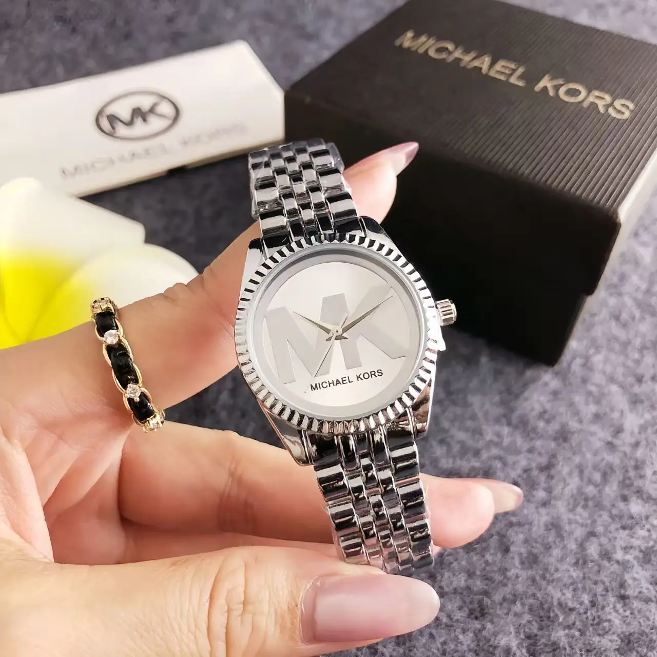 Michael Kors Luxury Rose Gold Women's Watch Bag Fashionable Luxury MK Classic Quartz Watch Wallet Girlfriend Gift
