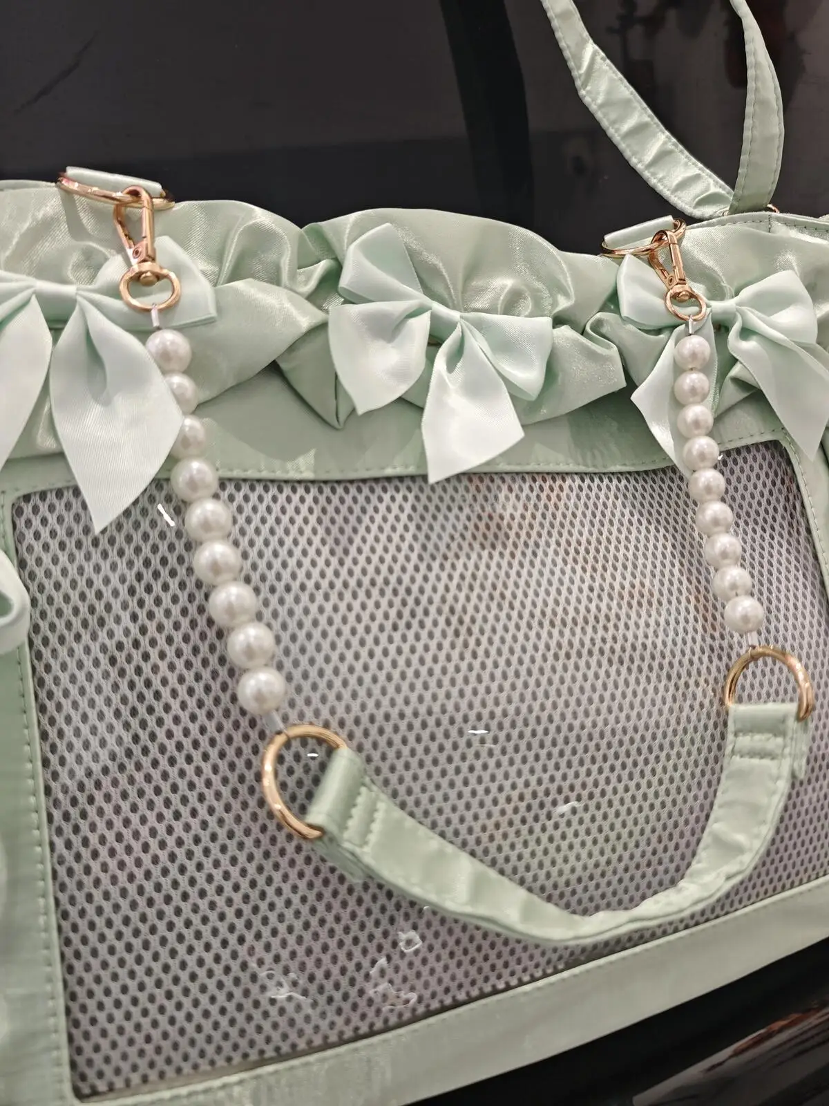 New Y2K Ribbon Bow Ita Crossbody Bag Sweet Girls Transparent Large Capacity Shoulder Bag DIY Display Handbag Lady Satin Tote Bag