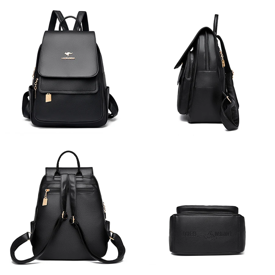 2026 New High Quality Leather Backpack Women's Large Capacity Travel Backpack Fashion School Bags Mochila Shoulder Bag For Women