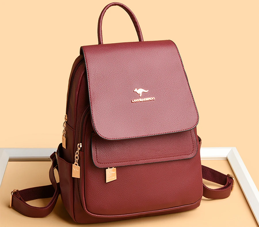 2026 New High Quality Leather Backpack Women's Large Capacity Travel Backpack Fashion School Bags Mochila Shoulder Bag For Women