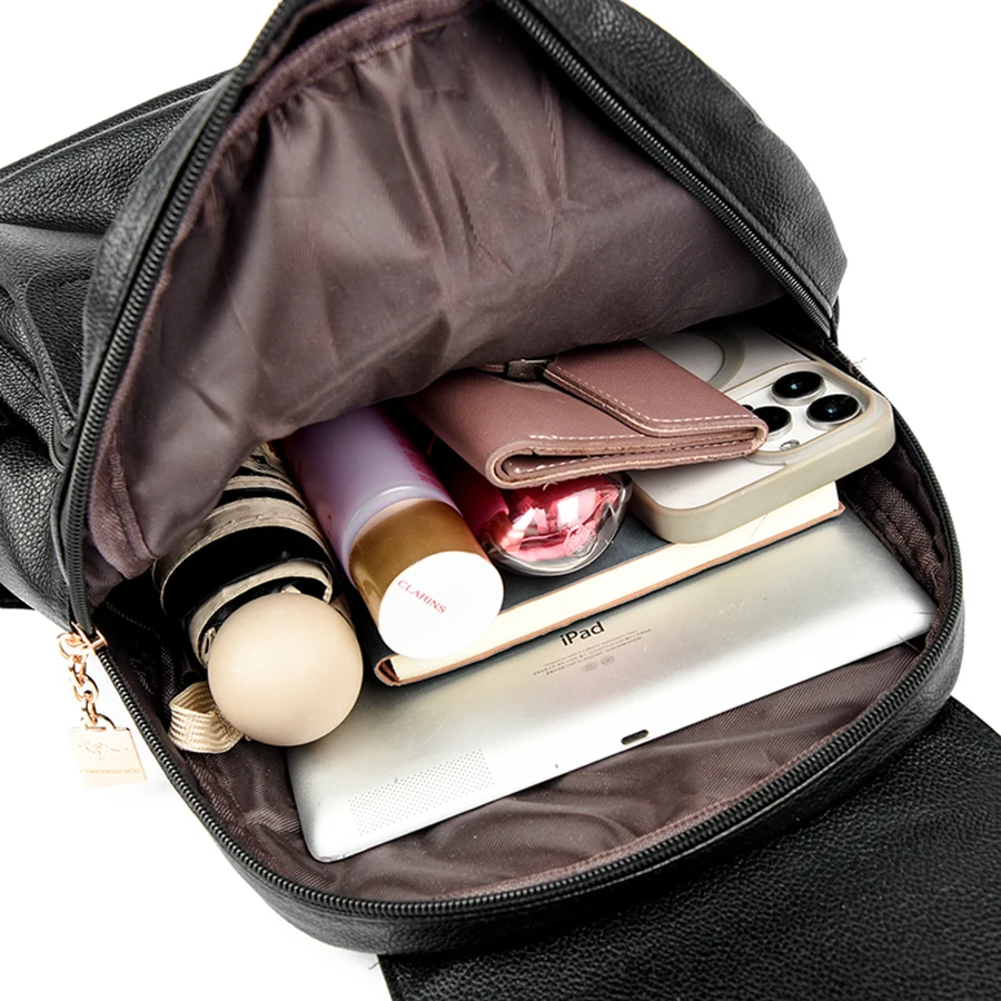 2026 New High Quality Leather Backpack Women's Large Capacity Travel Backpack Fashion School Bags Mochila Shoulder Bag For Women