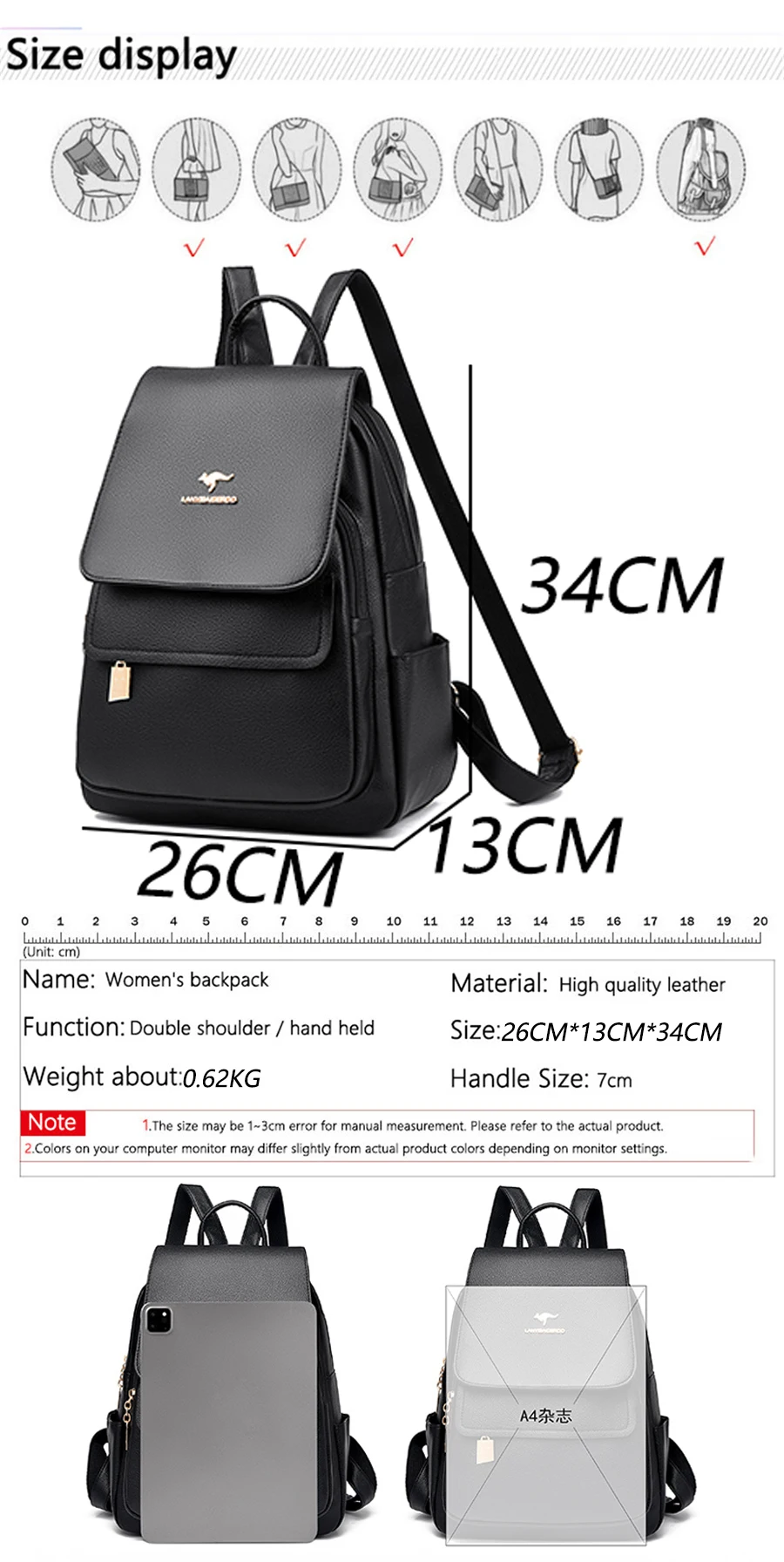 2026 New High Quality Leather Backpack Women's Large Capacity Travel Backpack Fashion School Bags Mochila Shoulder Bag For Women