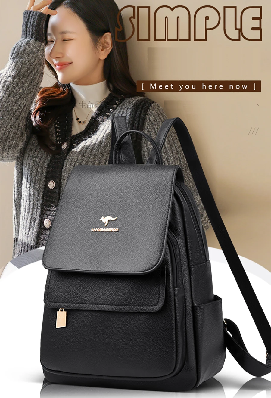2026 New High Quality Leather Backpack Women's Large Capacity Travel Backpack Fashion School Bags Mochila Shoulder Bag For Women