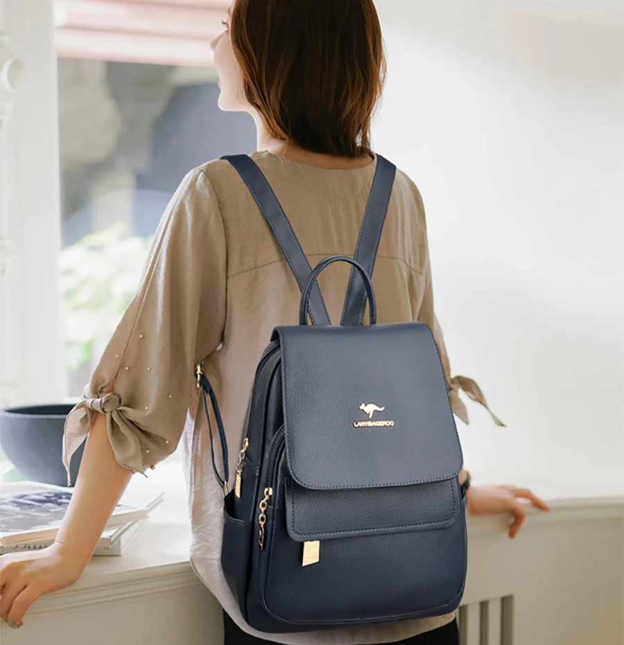 2026 New High Quality Leather Backpack Women's Large Capacity Travel Backpack Fashion School Bags Mochila Shoulder Bag For Women