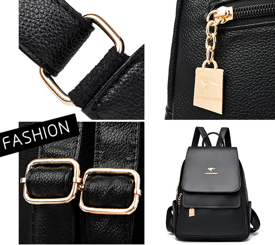 2026 New High Quality Leather Backpack Women's Large Capacity Travel Backpack Fashion School Bags Mochila Shoulder Bag For Women