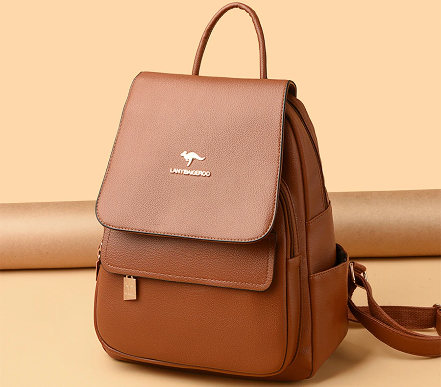 2026 New High Quality Leather Backpack Women's Large Capacity Travel Backpack Fashion School Bags Mochila Shoulder Bag For Women
