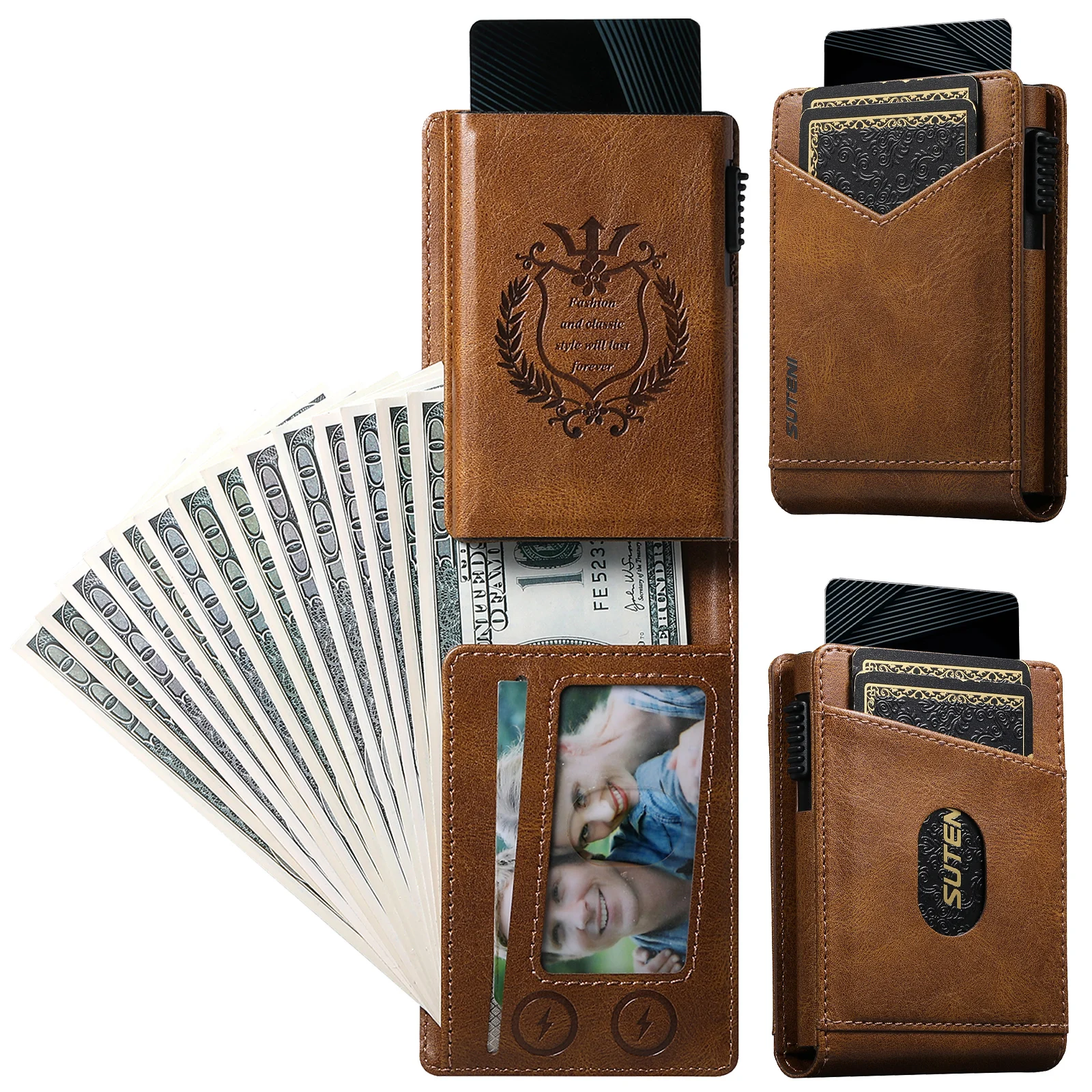 RFID Protection Card Slot Multi-functional Wallet Flip High Quality PU Leather Card Box Fashion Automatically Ejects Card Holder