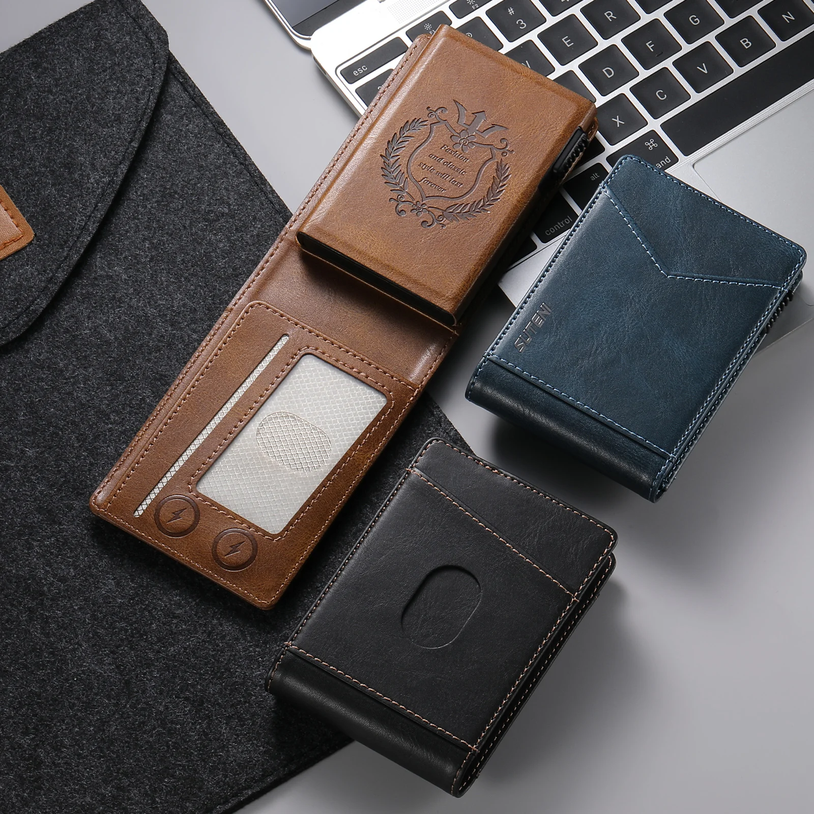 RFID Protection Card Slot Multi-functional Wallet Flip High Quality PU Leather Card Box Fashion Automatically Ejects Card Holder