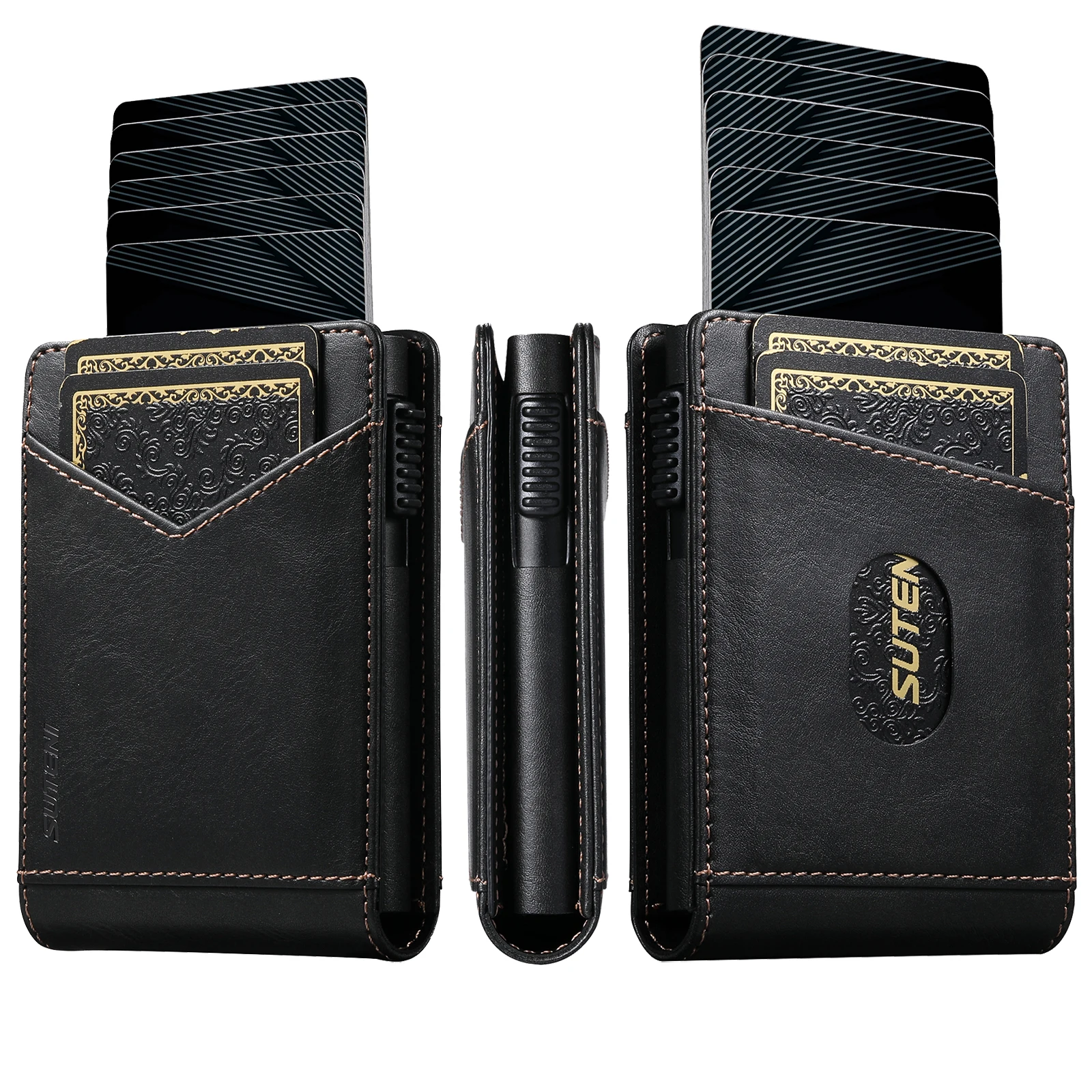 RFID Protection Card Slot Multi-functional Wallet Flip High Quality PU Leather Card Box Fashion Automatically Ejects Card Holder