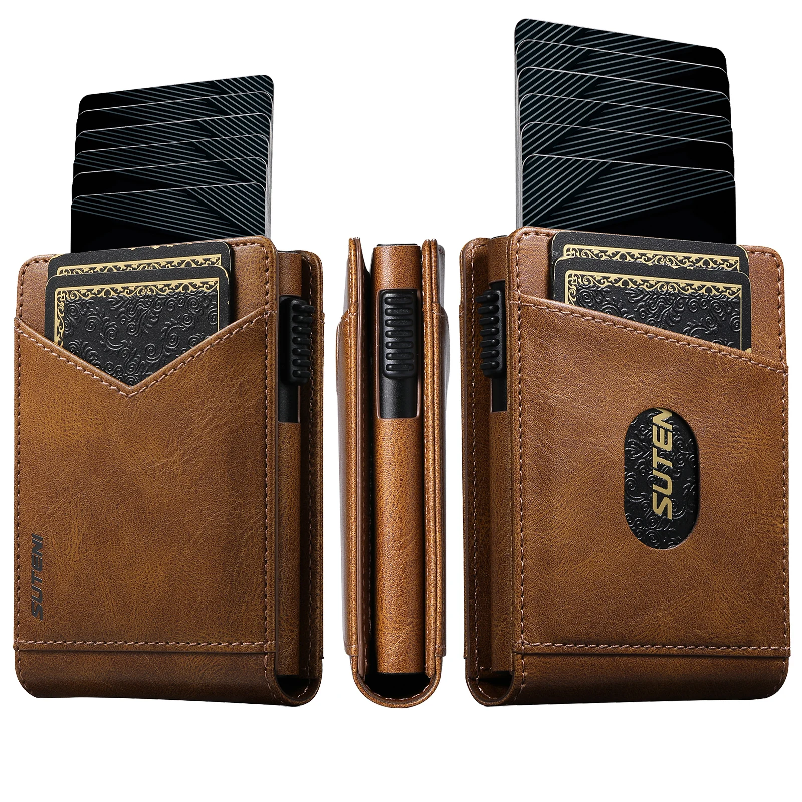 RFID Protection Card Slot Multi-functional Wallet Flip High Quality PU Leather Card Box Fashion Automatically Ejects Card Holder