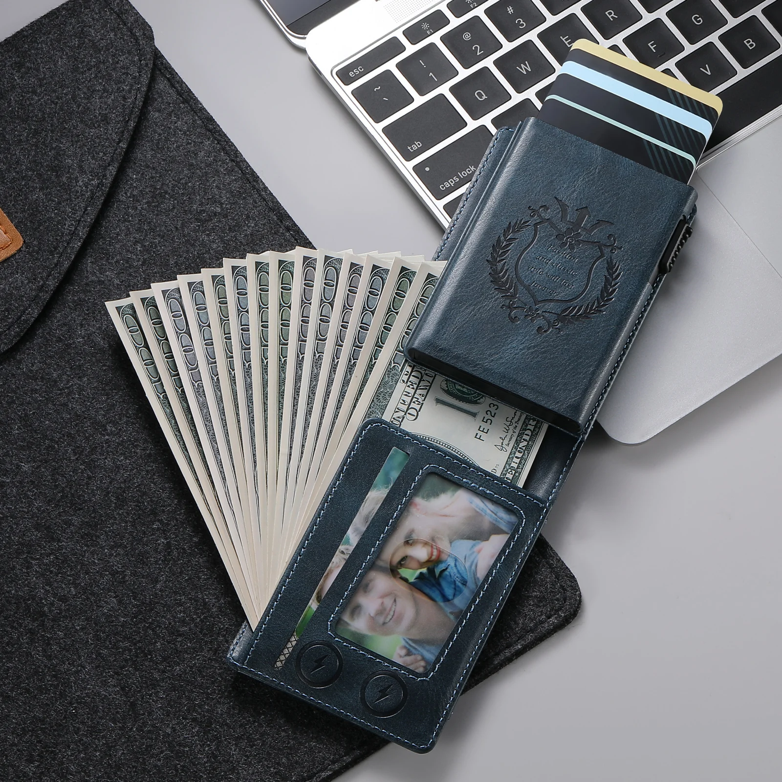 RFID Protection Card Slot Multi-functional Wallet Flip High Quality PU Leather Card Box Fashion Automatically Ejects Card Holder
