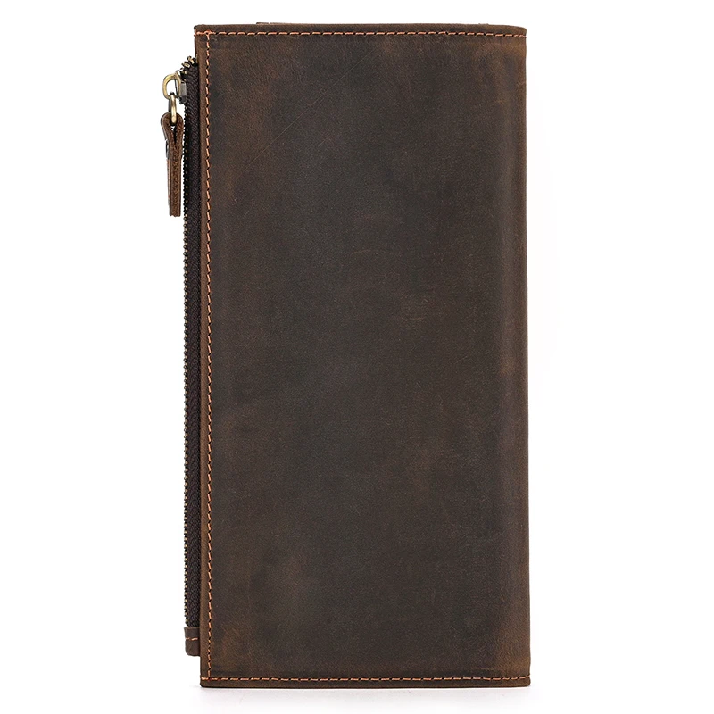 Genuine leather cash wallets vintage leather purse men women clip purse wallet luxury brand designer long wallet for male female