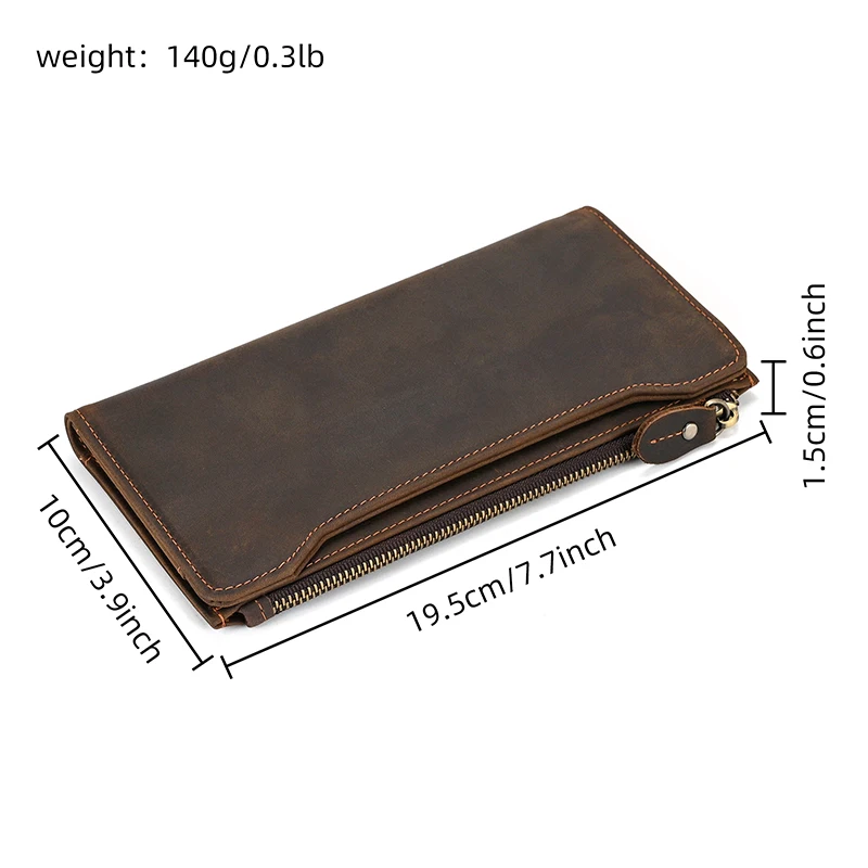 Genuine leather cash wallets vintage leather purse men women clip purse wallet luxury brand designer long wallet for male female