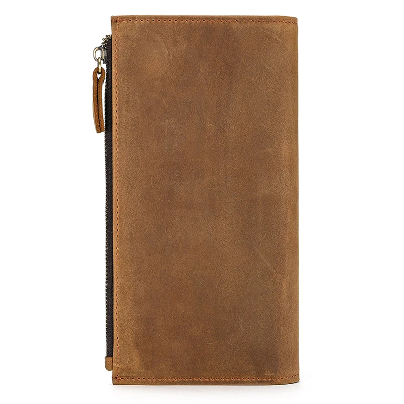 Genuine leather cash wallets vintage leather purse men women clip purse wallet luxury brand designer long wallet for male female