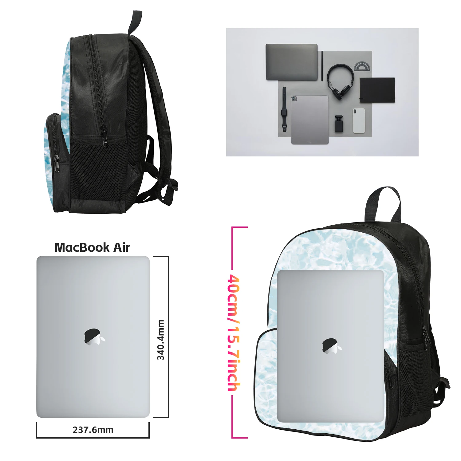 3Pcs set with Front Pocket Backpack Ronaldo Learn, Travel Football Star Shoulder Bags, Pencil Bag, Sport School Bags