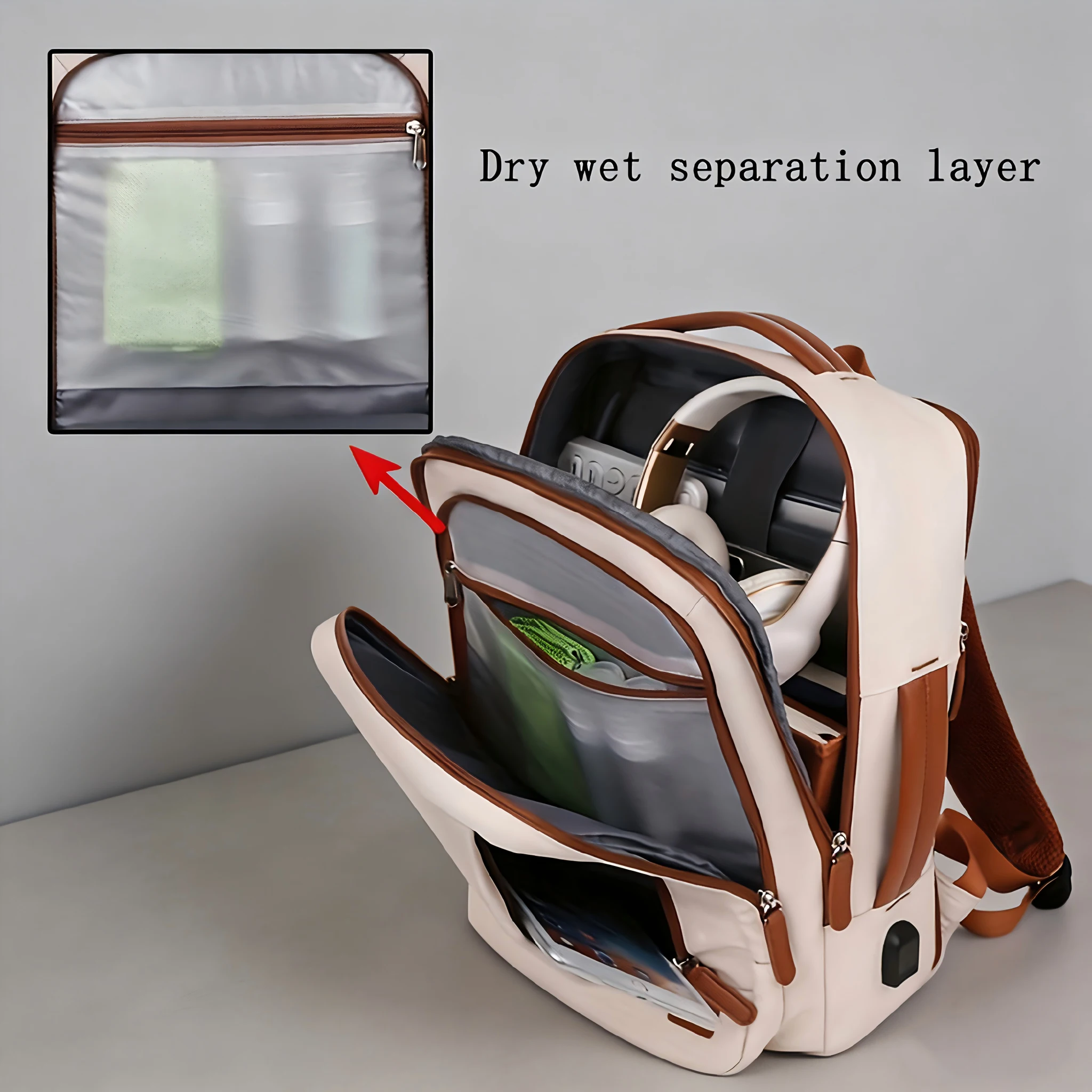 OGEHUAFEE daily commuting computer backpack, computer backpack+three piece set+3pcs storage bag, expandable travel and business laptop backpack, multi-functional lightweight backpack