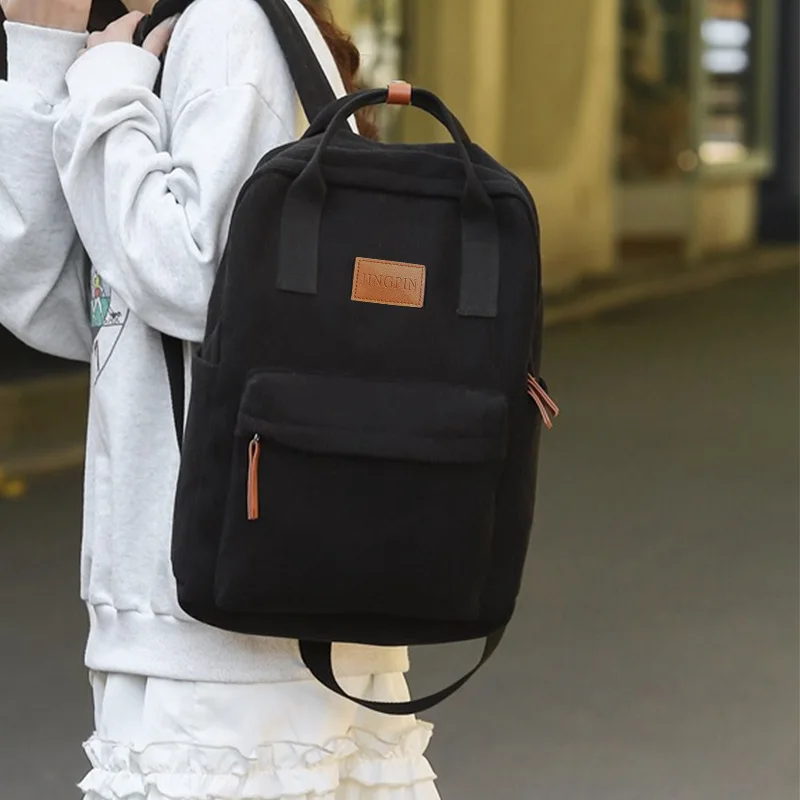 Everyday Spacious Corduroy Laptop Rucksack Shockproof Inner Layer, Wear-resistant Backpack for Short Business Trips