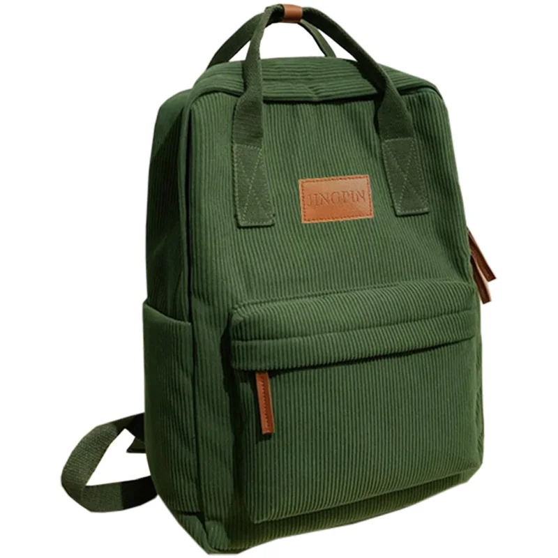 Everyday Spacious Corduroy Laptop Rucksack Shockproof Inner Layer, Wear-resistant Backpack for Short Business Trips