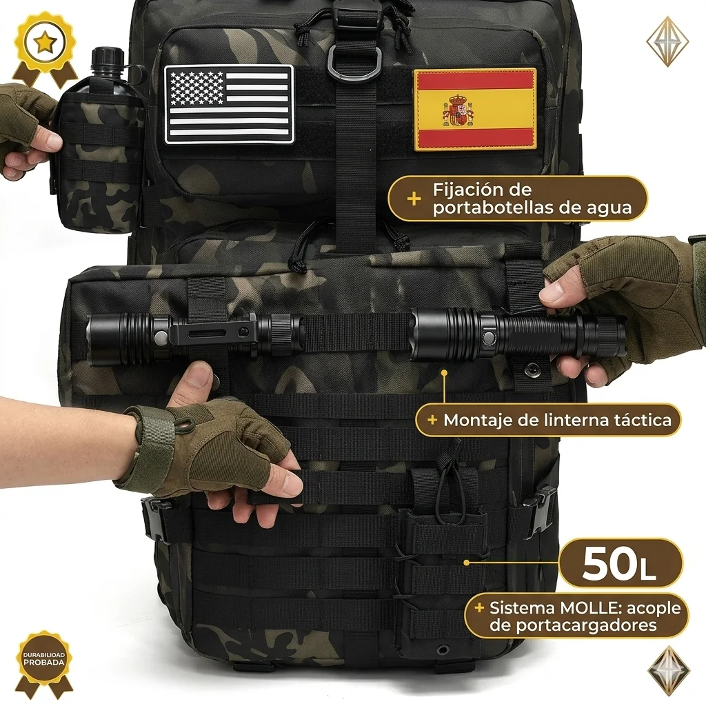32L/50L Outdoor Backpack Military Tactical Backpack, Large Assault Pack for Camping Hiking with, Durable Daypack Rucksack for Men Travel Work Backpack