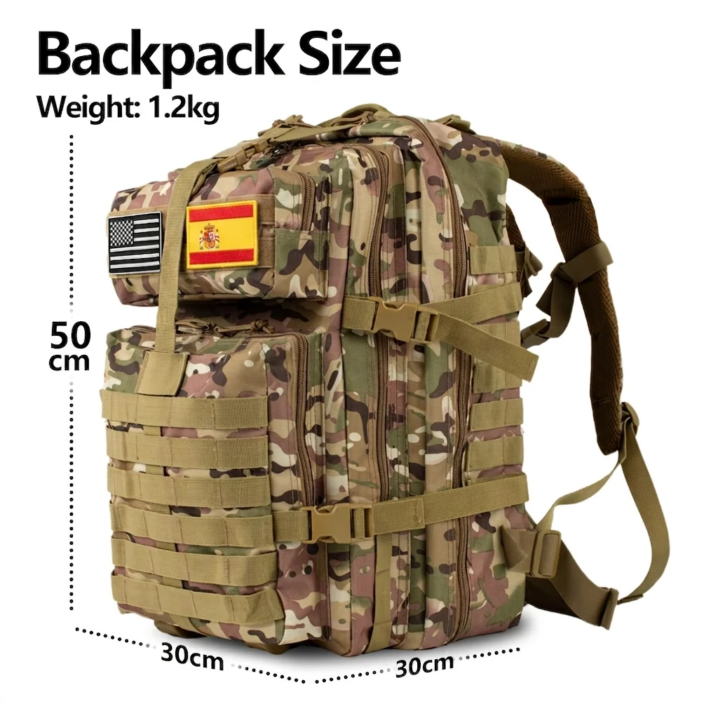 32L/50L Outdoor Backpack Military Tactical Backpack, Large Assault Pack for Camping Hiking with, Durable Daypack Rucksack for Men Travel Work Backpack