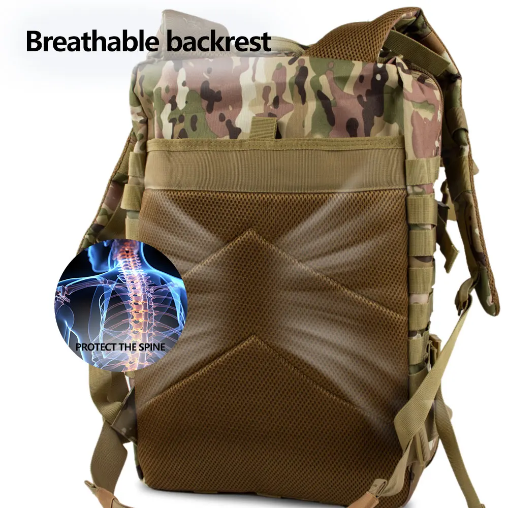 32L/50L Outdoor Backpack Military Tactical Backpack, Large Assault Pack for Camping Hiking with, Durable Daypack Rucksack for Men Travel Work Backpack