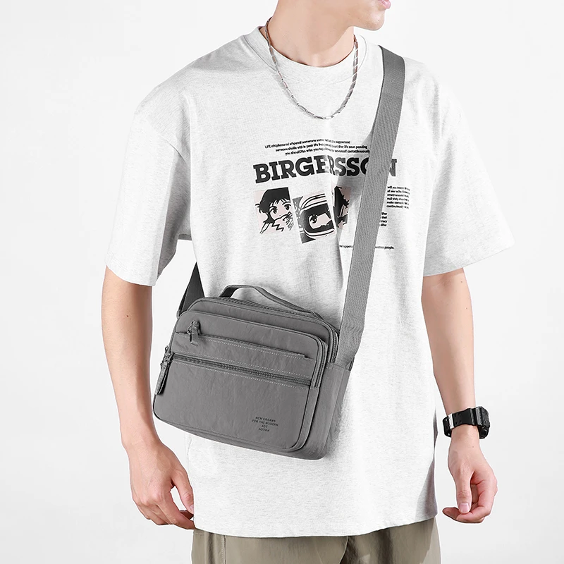 Men's Lightweight Oxford Cloth Crossbody Bag - Multi-Layered Durable Sling for Daily Commute And Travel - Shoulder Chest Bag