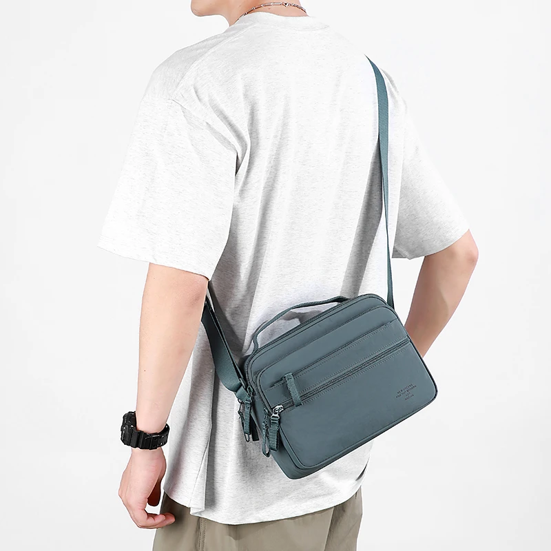 Men's Lightweight Oxford Cloth Crossbody Bag - Multi-Layered Durable Sling for Daily Commute And Travel - Shoulder Chest Bag