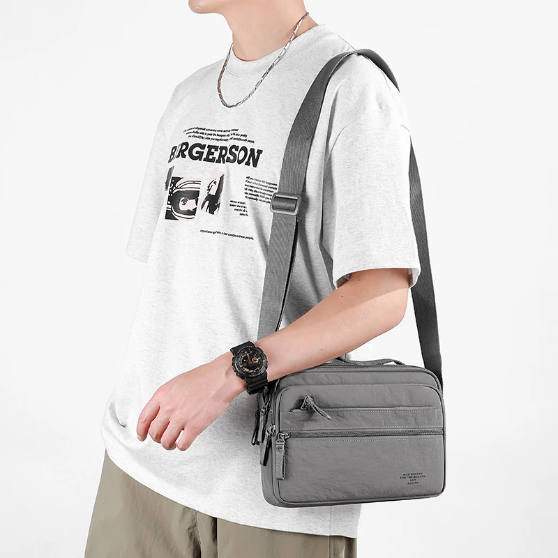 Men's Lightweight Oxford Cloth Crossbody Bag - Multi-Layered Durable Sling for Daily Commute And Travel - Shoulder Chest Bag