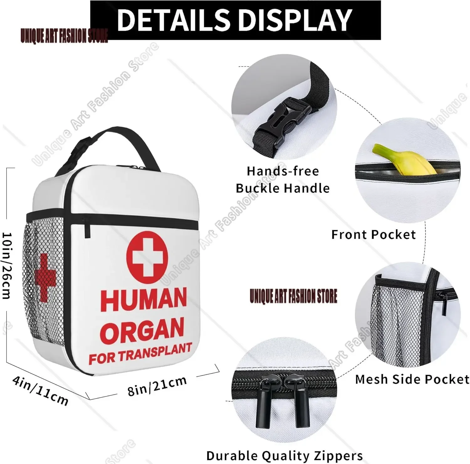 Funny Human Organ for Transplant Insulated Lunch Box Portable Lunch Bag Reusable Lunch Tote for Women Men and Kids-Gag Gift