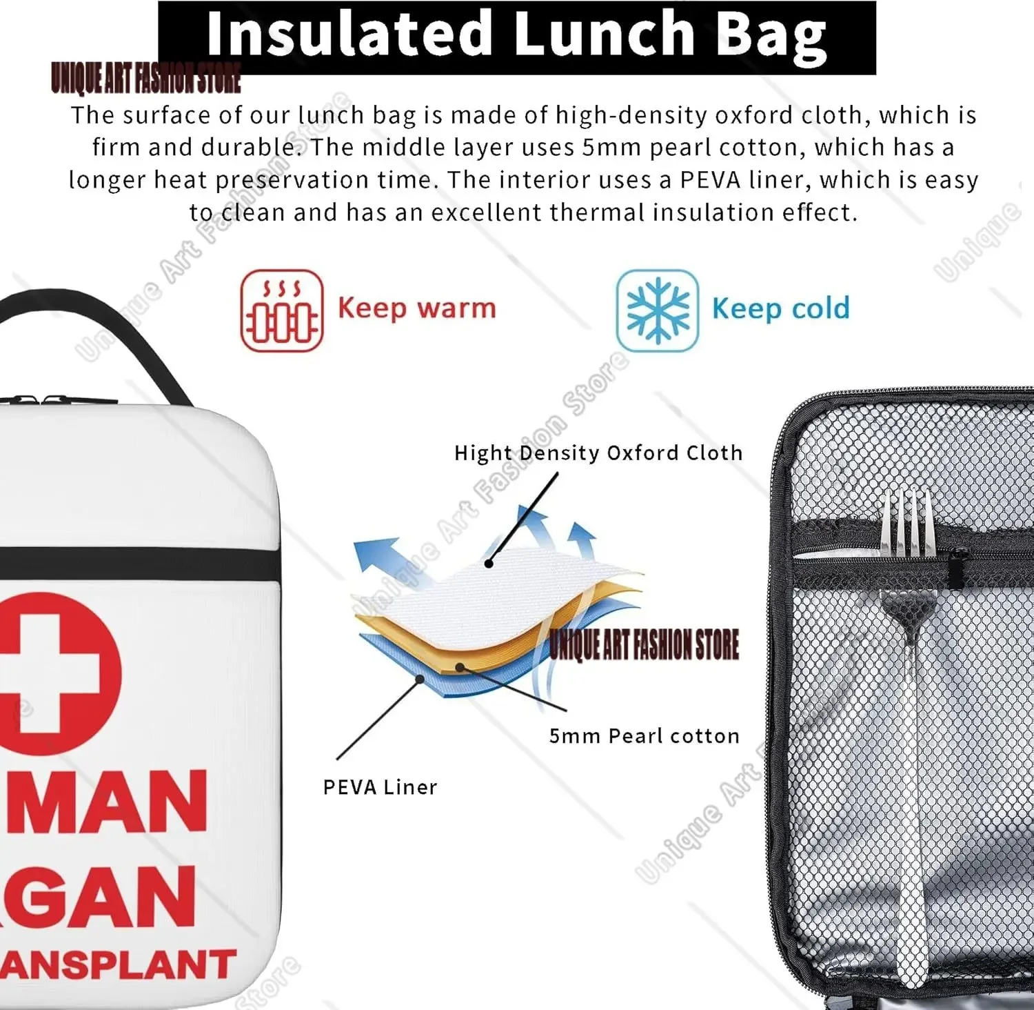 Funny Human Organ for Transplant Insulated Lunch Box Portable Lunch Bag Reusable Lunch Tote for Women Men and Kids-Gag Gift