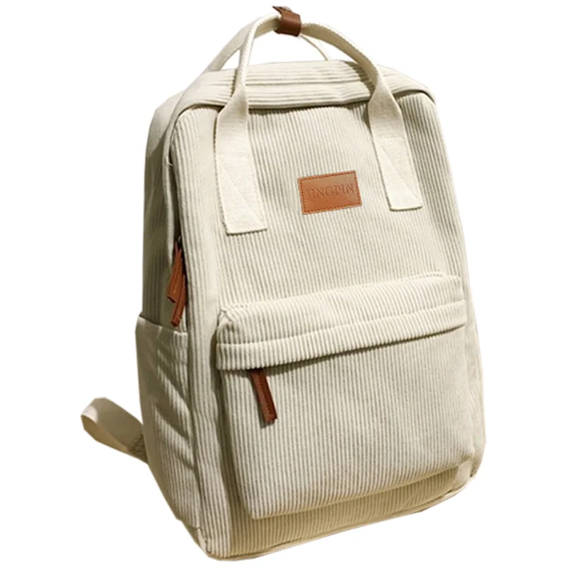 Sleek Stylish Corduroy Backpack Multi-Color Adjustable-Strap Lightweight for Daily Use Casual Functional Elegant Simple Bag