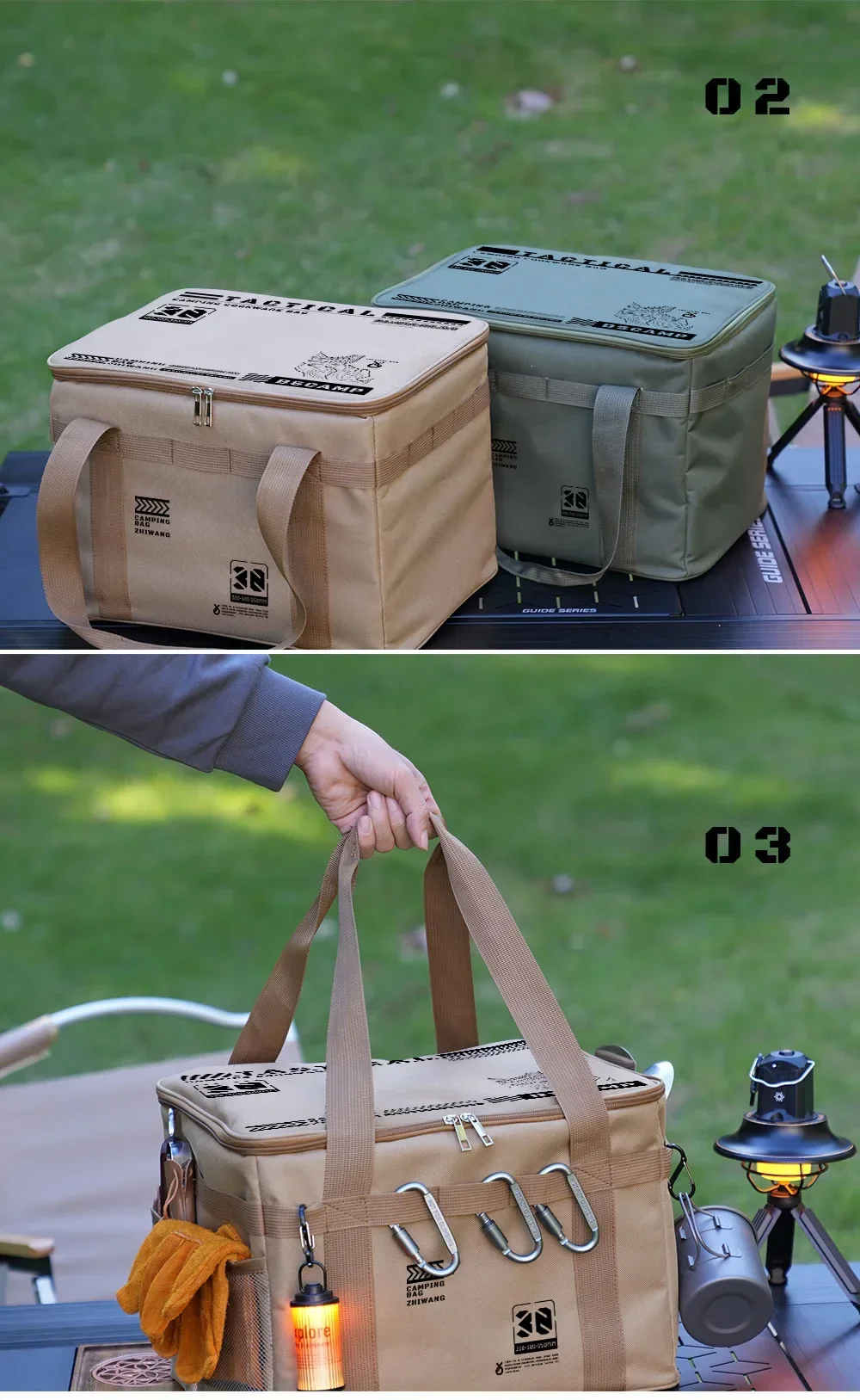 30L 42L Camping Storage Bag Foldable Waterproof Oxford Fabric Organizer for Picnic Tableware Equipment