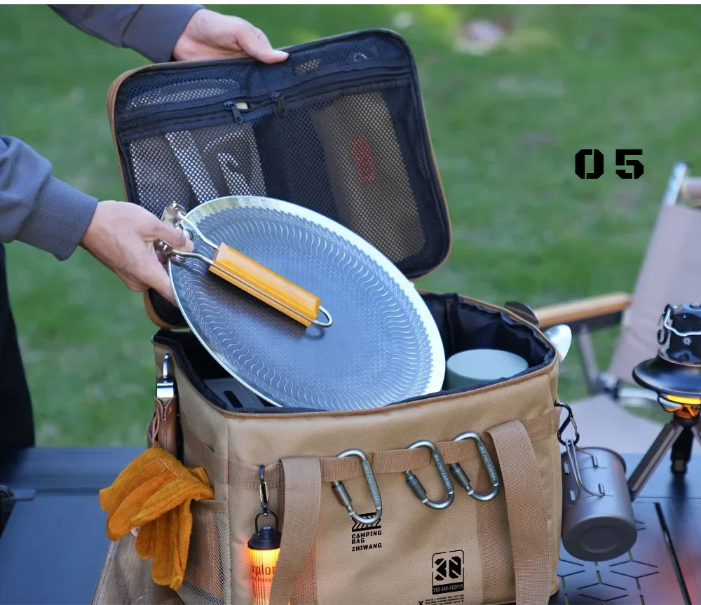 30L 42L Camping Storage Bag Foldable Waterproof Oxford Fabric Organizer for Picnic Tableware Equipment