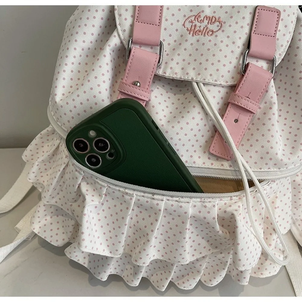 Creative Polka Dot Backpack Large Capacity Casual School Bag Multifunctional Shoulder Bag Travel