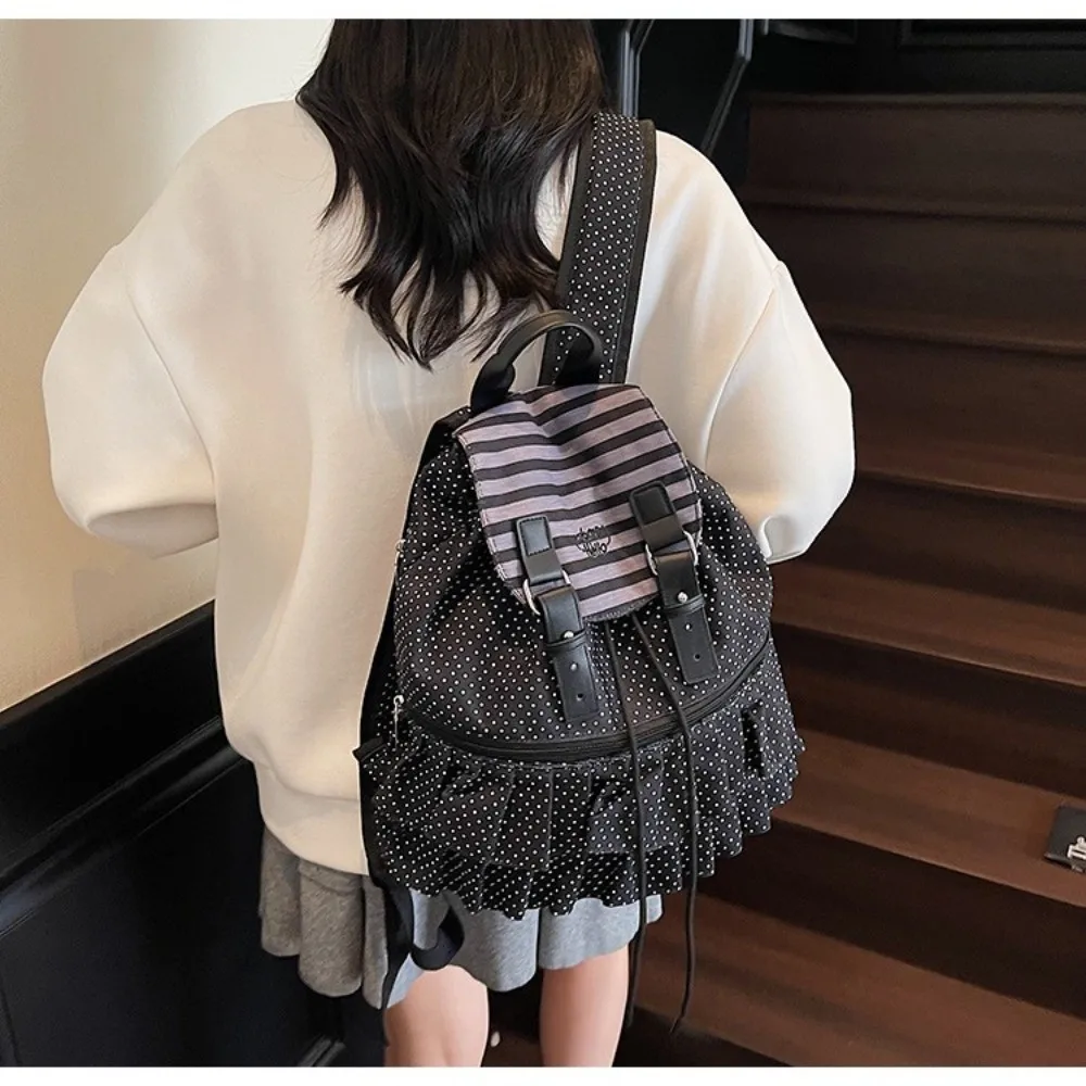 Creative Polka Dot Backpack Large Capacity Casual School Bag Multifunctional Shoulder Bag Travel