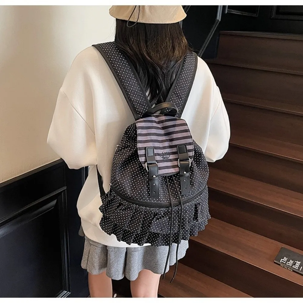Creative Polka Dot Backpack Large Capacity Casual School Bag Multifunctional Shoulder Bag Travel