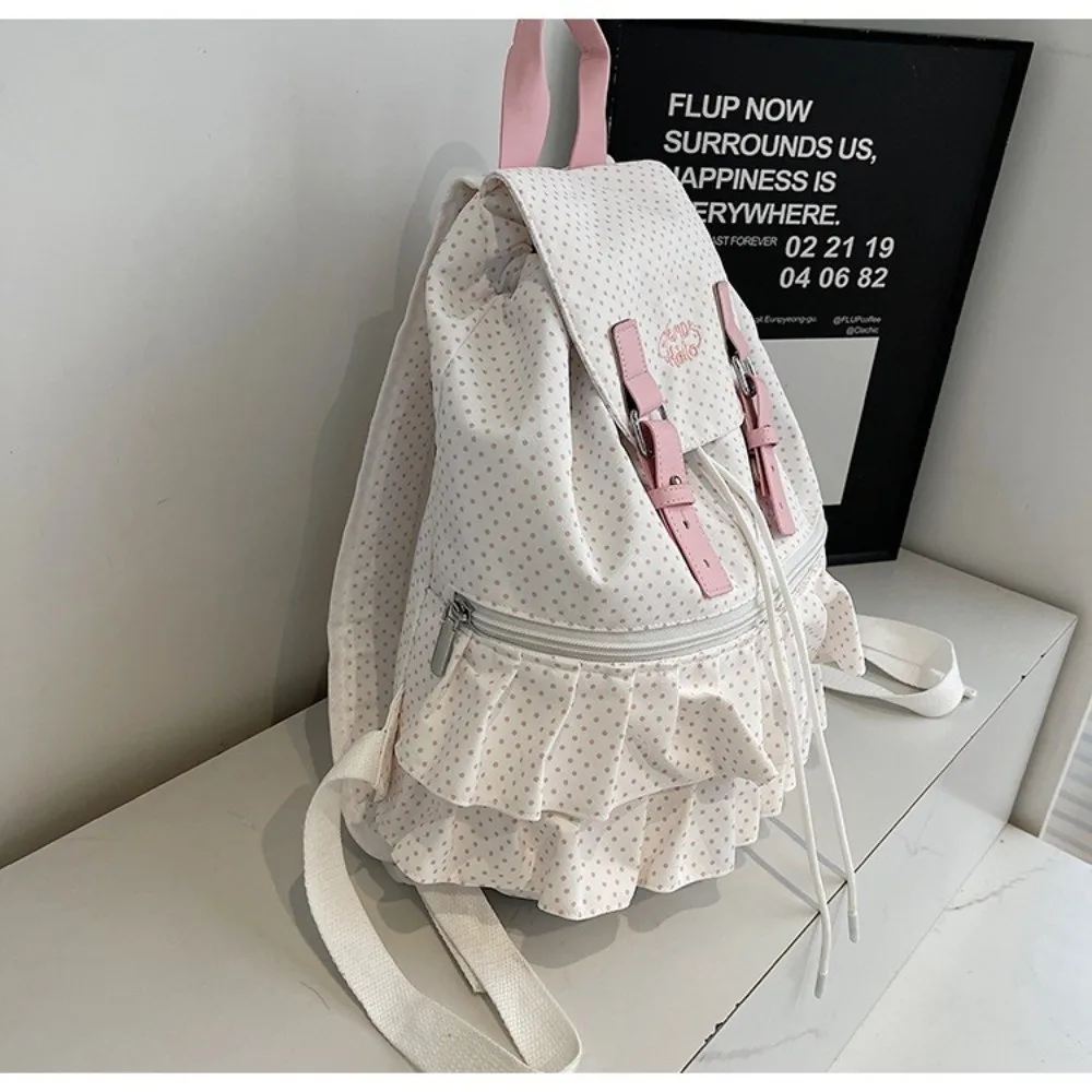 Creative Polka Dot Backpack Large Capacity Casual School Bag Multifunctional Shoulder Bag Travel